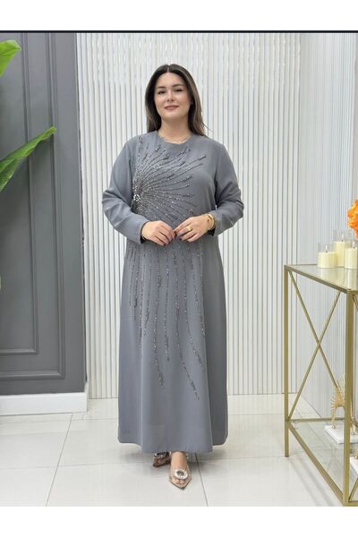 GK Stone Printed Plus Size Evening Dress