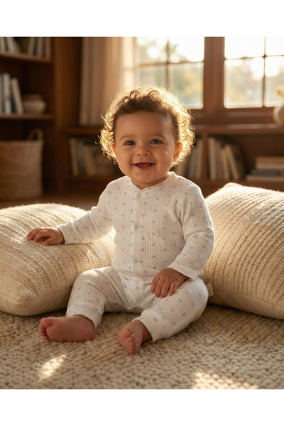 Noone 100% Cotton Corded Fabric Patterned Snap Fastener Baby Romper - Hospita...