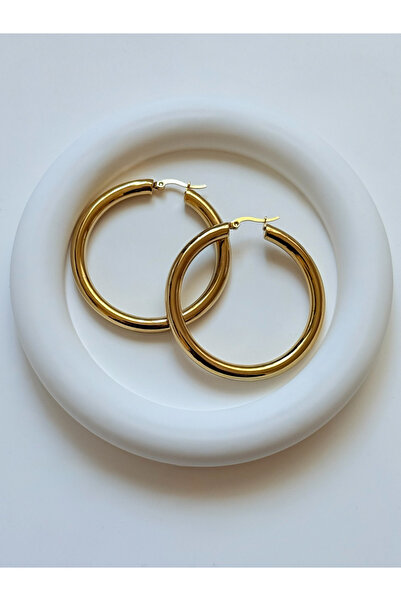 FIERA JEWELRY Large Size Steel Gold Women's Hoop Earrings