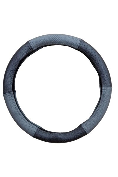 Umbrella Steering Wheel Cover Natural Leather Perforated Gray 37-39 Cm Mega D...