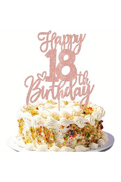 choice2 زينة كعكة عيد ميلاد وردية اللون، قطعة واحدة، لامعة، بمناسبة بلوغ سن ا...