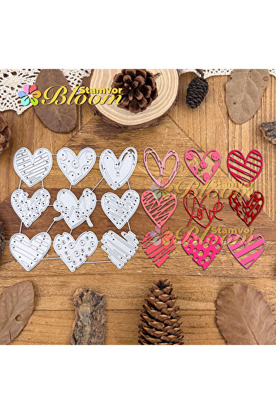 Choice قوالب تقطيع معدنية أصلية رائعة لعيد الحب، مزينة بخطوط ونقاط، مثالية لت...