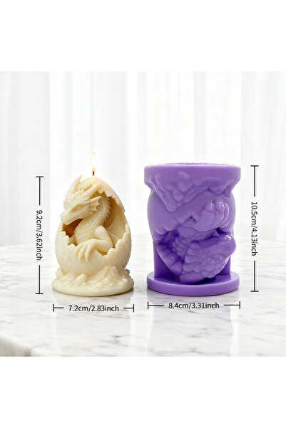 Choice قالب شمعة فنية على شكل تنين صغير لطيف وبيضة تنين وتنين صغير: شمعة معطر...