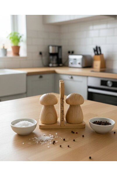 kamptek kamp teknolojisi Doğal Bambu Stantlı Modern Mantar Tasarım Ahşap Tuzl...