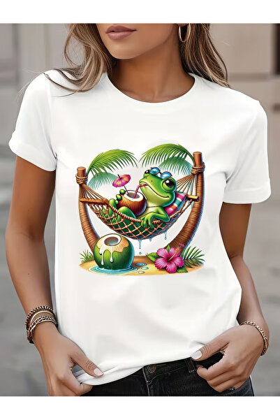 İSMTEXS Tricou unisex cu mânecă scurtă, cu imprimeu Fun Happy Frog, în stil s...