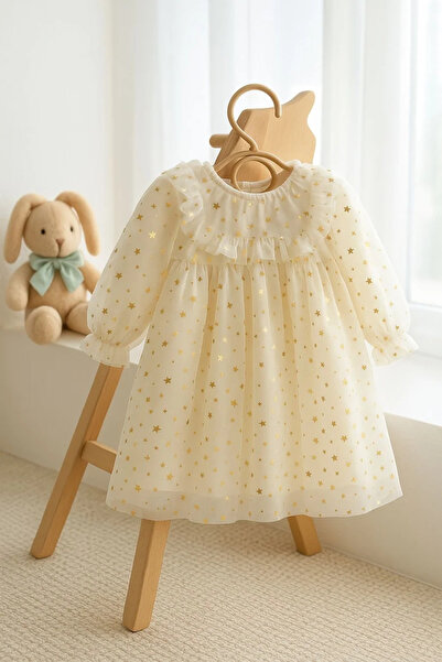 Little Ya Ya Love SHINE Kız Bebek Gold Yıldız Desenli Tül Elbise
