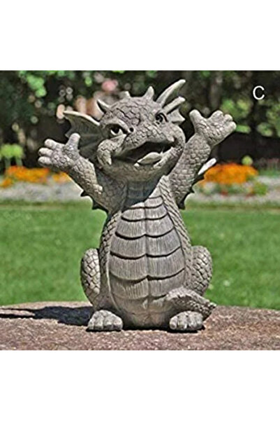 Choice C Garden Statue Dragon Meditation Statue Led Lighting Resin Ornament D...