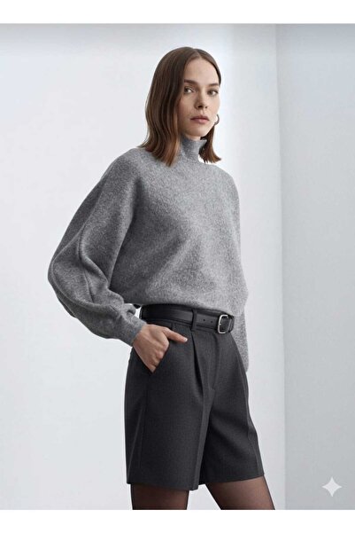 Dilvin 72232 Kemerli Şort-Antrasit