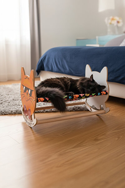 GOBYPET Sevimli Turunculu Kedi Tasarımlı Sallanan Kedi Beşiği