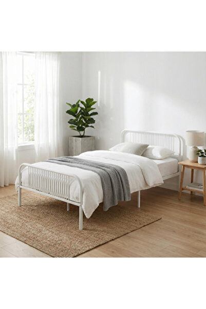 Icon Living سرير معدني مستطيل متين مفرد 120 × 200 سم