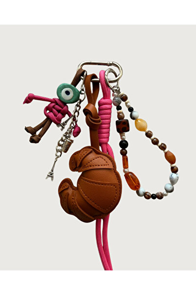 CULTE Café et Croissant -Çok Parçalı Kruvasanlı Çanta Charmı Seti, Çanta & An...