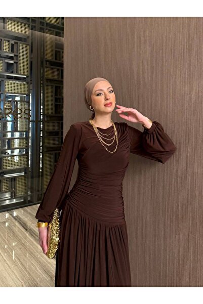 QASHE Sandy Pliseli Astarlı Elbise