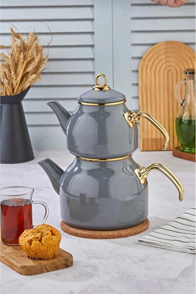 Home Enamel Special Design Non-Stick Surface Large Size Teapot Set Enamel Tea...
