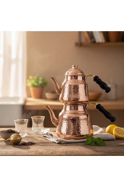 Yardımcı Bakır Since 1997 Copper Anatolian Teapot