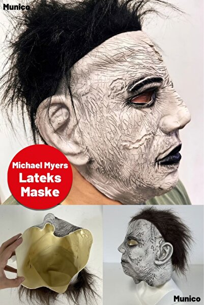 Munico Michael Myers Korku Maskesi – Siyah Saçlı, Lateks, Yüze Tam Oturan, Ye...