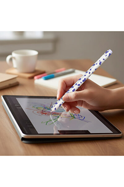 Samsung CaseOnn Galaxy Tab S Pen Kılıf Pastel Benek Desenli Silikon Mor