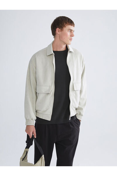 LC Waikiki Beige Comfortable Fit Suede Men's Coat