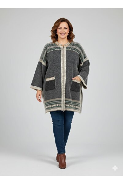 OKUTAN Büyük Beden Yün Panço