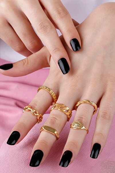 Ervalina مجموعة من 6 خواتم سلسلة وخواتم مفصلية