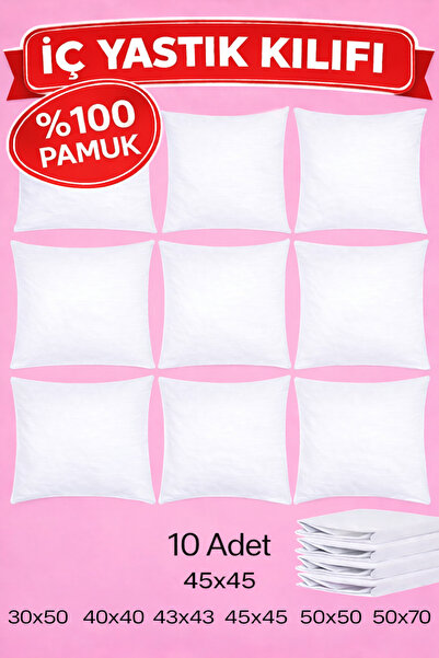 SADEN HOME 10 Pieces 100% Cotton Fabric Zippered Throw Pillow Inner Liner 6 S...