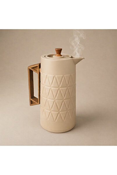 Generic 1L Plastic Insulated Thermos Bottle – Beige Body with Wooden texture ...