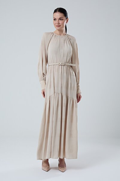 Jupe Kadın Piliseli Kemerli Elbise 7263