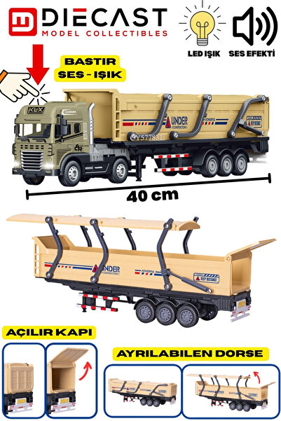 YILDIRIM OYUNCAK Die Cast Sesli Işıklı Sürtmeli Kapısı Açılan Dorsesi Ayrılan...