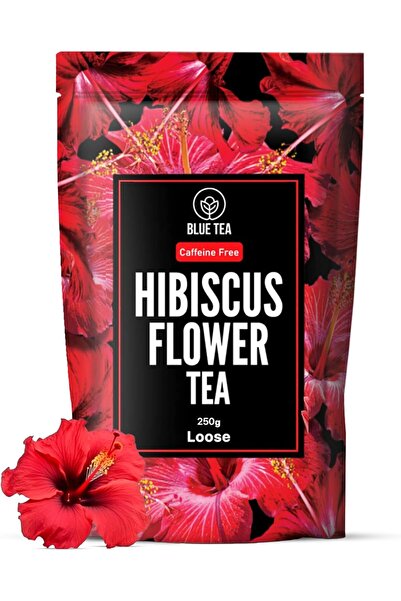 BLUE TEA شاي أعشاب زهرة الكركديه، غني بفيتامين سي، خالٍ من الكافيين، 250 غرام