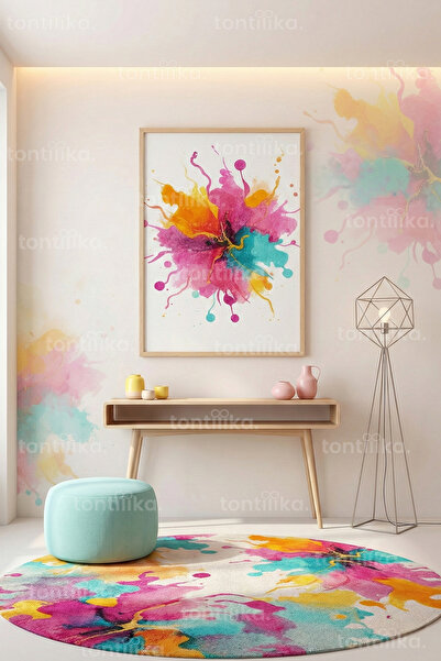 Tontilika Color Explosion Abstract Art Διακοσμητικός πίνακας με ξύλινο πλαίσι...