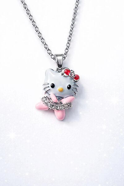 Harlofia Jewelry Çelik Balerin Hello Kitty Kolye Gümüş