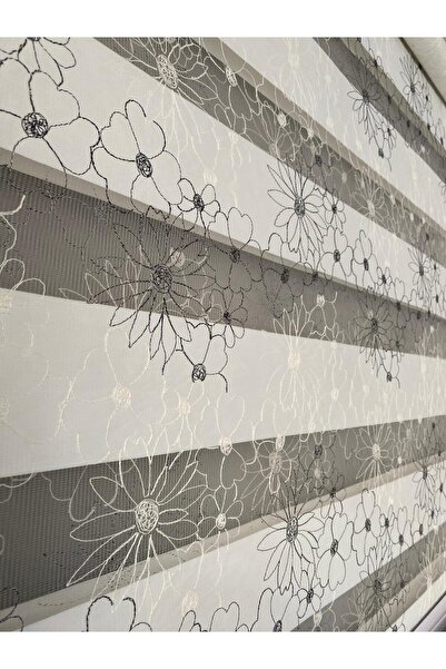 Hozari çiçek desenli zebra perde