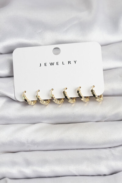 blackpure طقم أقراط نسائية من النحاس الذهبي بتفاصيل خلية النحل البسيطة