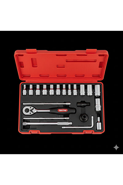 İzeltaş 1/2" Altı Köşe Lokma Anahtar Takımı 24 Parça - Profesyonel Çantalı Kr...