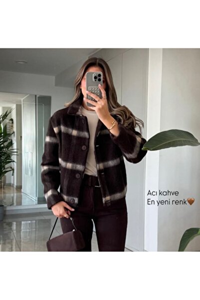Ebruli Aksesuar Kaşe kısa ceket