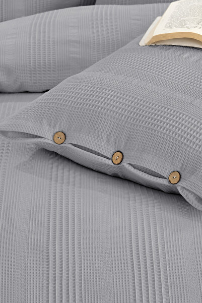 Larispera 100% Cotton Single Pique Bedspread Set with Border + 1 Buttoned Pil...