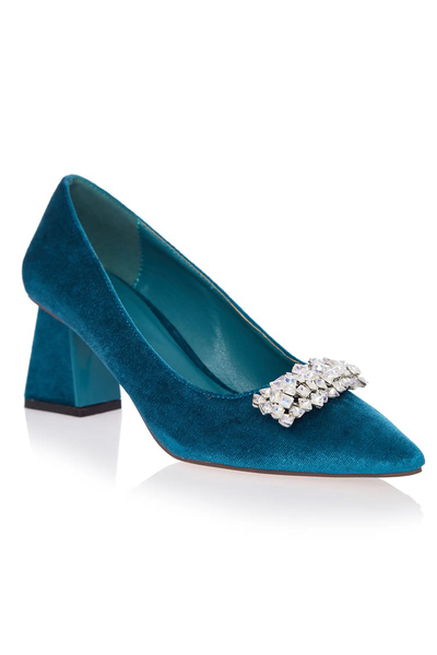 MENBUR Elegant Blue Velvet Shoes Comfortable Heel DIES