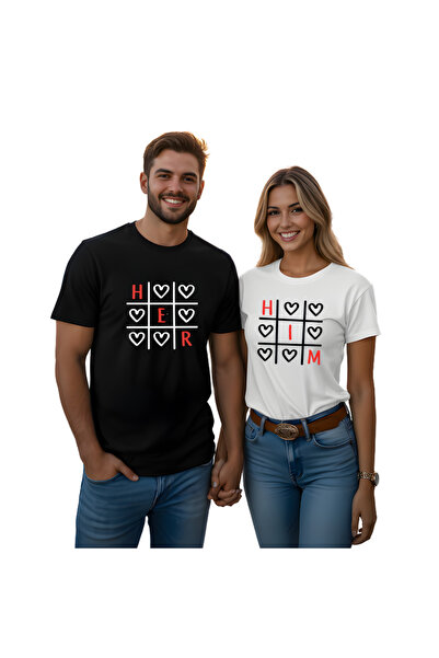 PRINTSHOP4ME Valentine's Day Couple T-Shirts – Matching Round Neck Short Slee...