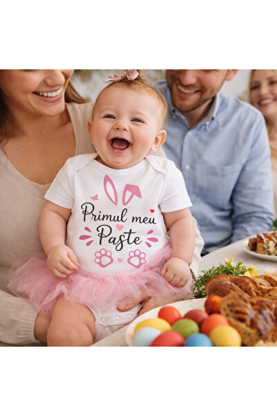 OEM White Easter baby girl bodysuit "My First Easter", with Printed , Tipo-Art