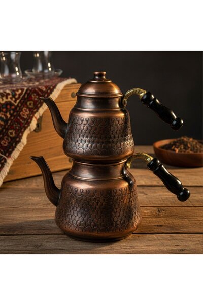 Yardımcı Bakır Since 1997 Copper Anatolian Teapot
