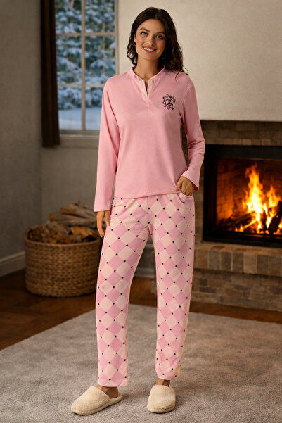 REMSA Women's Thermal Long Sleeve Pajamas Set 4763 Pink