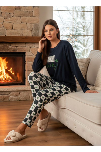REMSA Women's Thermal Long Sleeve Pajamas Set 4718 Petrol