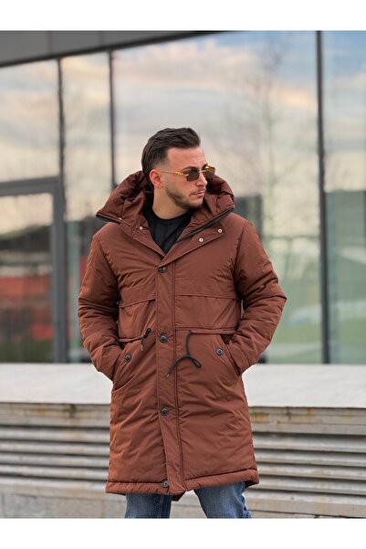 KINGAF Men's Long Hooded Coat