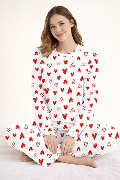 kuzey homewear Nou set de pijamale cu inimioare roșii