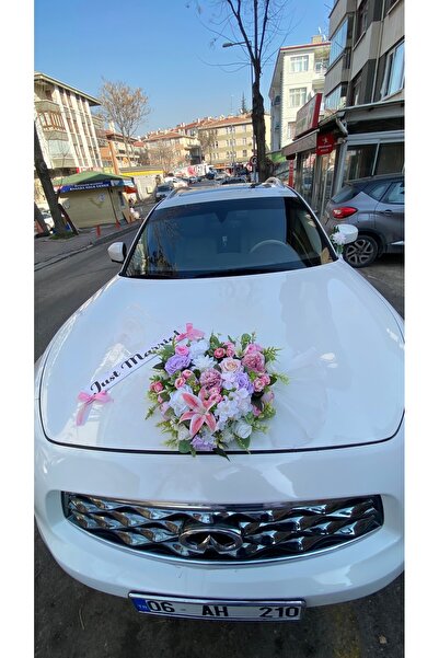 Z&B FLOWERS Gelin Araba Süsü Vakumlu Araba Süsü Kalpli Araba süsü Yapay çiçek