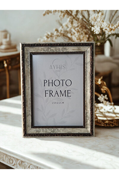 AYHİS DESIGN 15x21 cm Krem Klasik Çerçeve – Mat Camlı, Arkalıklı, Duvar ve Ma...