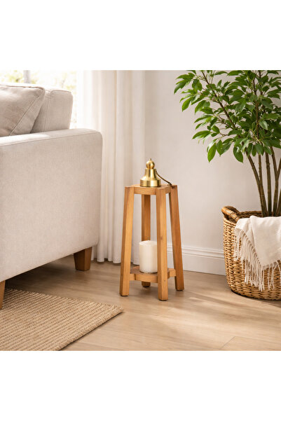 Vi Markets شمعدان ناتشورال - خشب ومعدن ذهبي