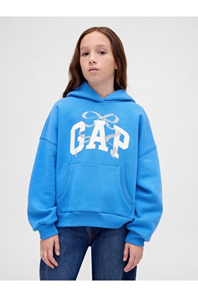 GAP Kız Çocuk Mavi VintageSoft Oversized Sweatshirt