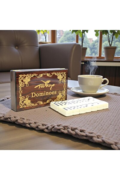 ELSELİFE Premium Domino Set with Turkey Logo in Luxury Wooden Box, 28 Pieces,...