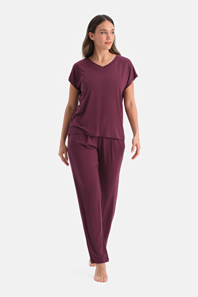 Dagi V-Neck Sirovi̇skon T-Shirt Pants Set