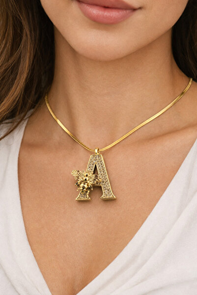 charmove ile kendinizi şımartın 14K altın Renginde İtalyan Zincirli A Harfli ...